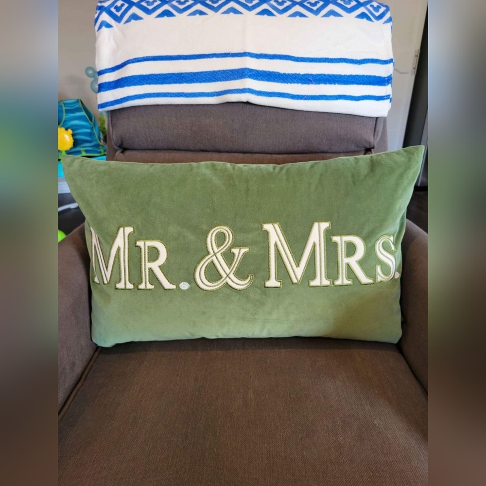 Decorative Mr. And Mrs. throw pillow